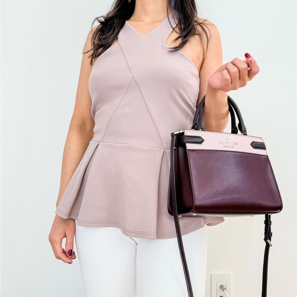 NWOT BAR III PINK / NUDE CROSS FRONT HALTER TOP